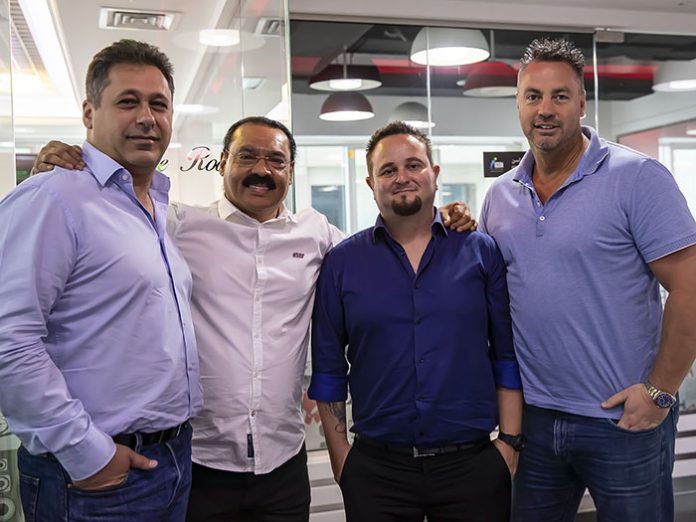 SLS Invests in Robe Elie Battah (GM of Robe Middle East), Martin Luiz (owner and founder of SLS), Darion Garisch (SLS’s head of lighting) and Ed Jarman (SLS sales director)