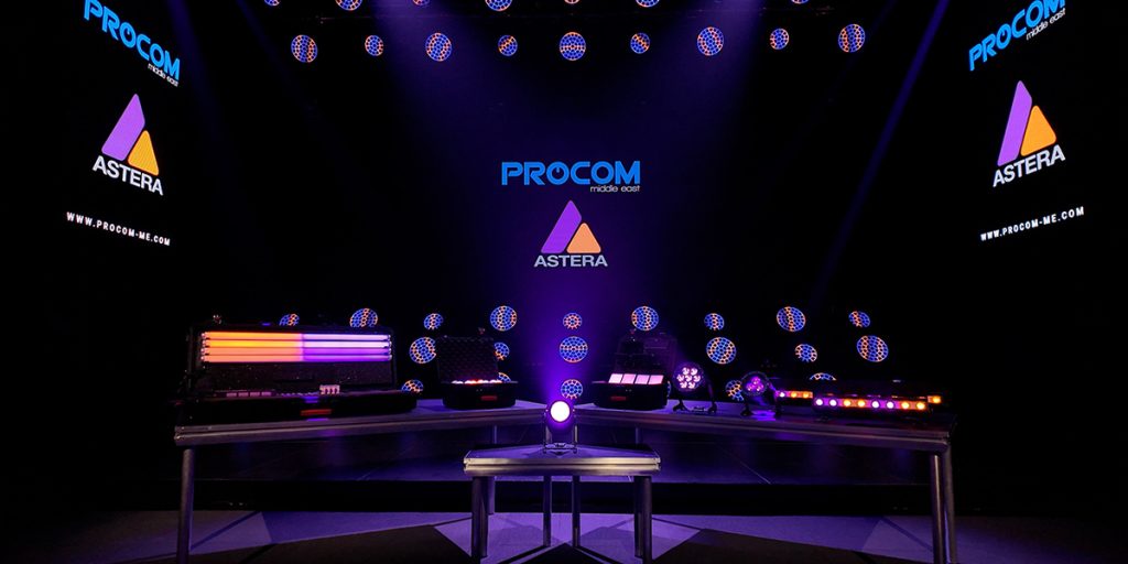 Procom Middle East is the official distributor of Astera in the GCC Astera has partnered with Procom Middle East to become its exclusive distributor in the stage and events market for the GCC region.